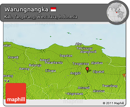 Physical Panoramic Map of Warungnangka