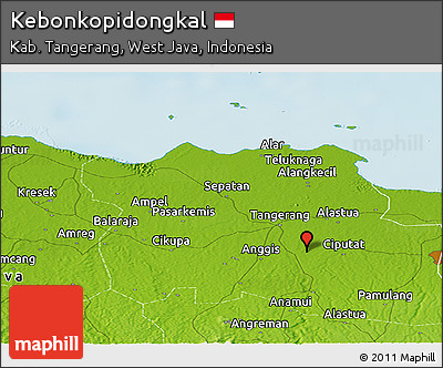 Physical Panoramic Map of Kebonkopidongkal