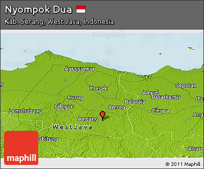Physical Panoramic Map of Nyompok Dua