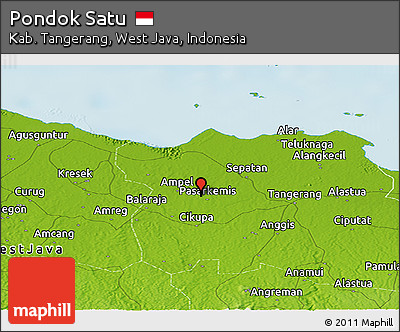 Physical Panoramic Map of Pondok Satu
