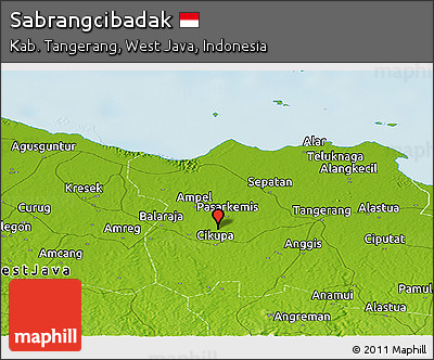 Physical Panoramic Map of Sabrangcibadak