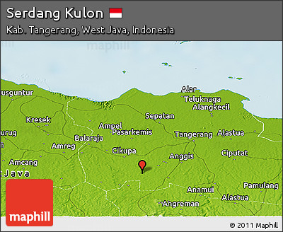Physical Panoramic Map of Serdang Kulon