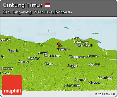 Physical Panoramic Map of Gintung Timur