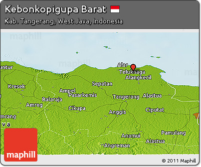 Physical Panoramic Map of Kebonkopigupa Barat