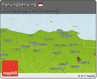 Physical Panoramic Map of Parungbenying