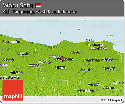 Physical Panoramic Map of Waru Satu