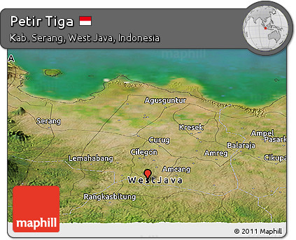 Satellite Panoramic Map of Petir Tiga