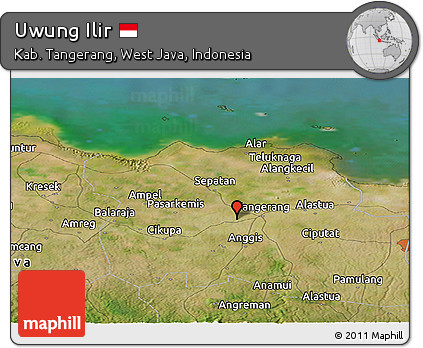 Satellite Panoramic Map of Uwung Ilir