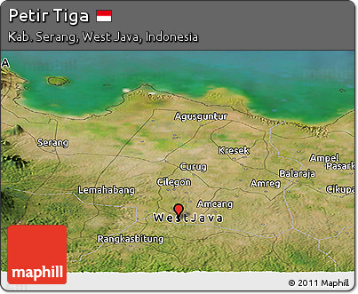 Satellite Panoramic Map of Petir Tiga
