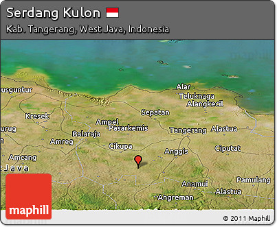 Satellite Panoramic Map of Serdang Kulon