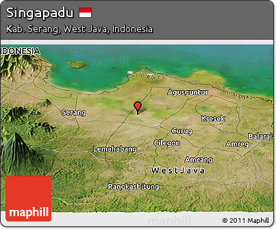 Satellite Panoramic Map of Singapadu