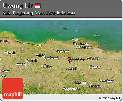 Satellite Panoramic Map of Uwung Ilir