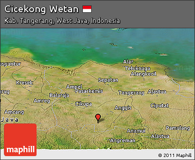Satellite Panoramic Map of Cicekong Wetan