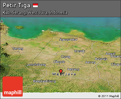 Satellite Panoramic Map of Petir Tiga