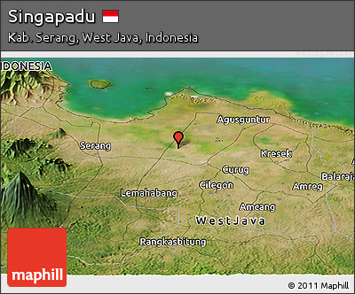 Satellite Panoramic Map of Singapadu