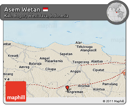 Shaded Relief Panoramic Map of Asem Wetan