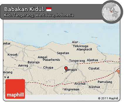Shaded Relief Panoramic Map of Babakan Kidul