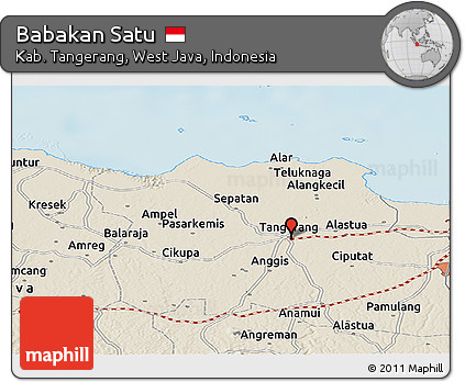 Shaded Relief Panoramic Map of Babakan Satu