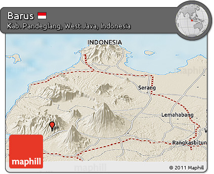 Shaded Relief Panoramic Map of Barus