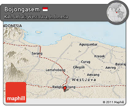 Shaded Relief Panoramic Map of Bojongasem