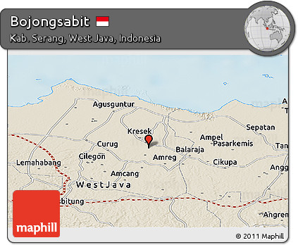 Shaded Relief Panoramic Map of Bojongsabit