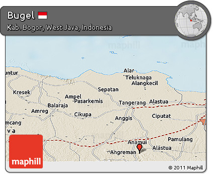 Shaded Relief Panoramic Map of Bugel