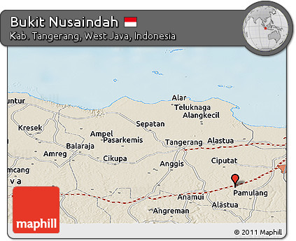 Shaded Relief Panoramic Map of Bukit Nusaindah