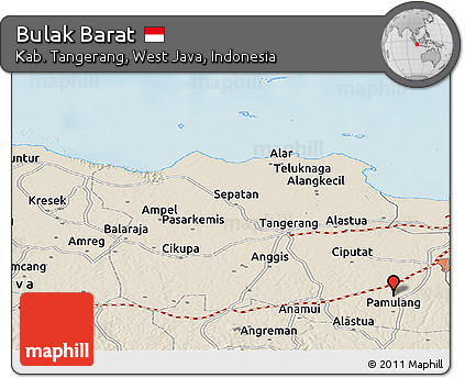Shaded Relief Panoramic Map of Bulak Barat