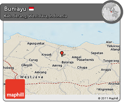Shaded Relief Panoramic Map of Buniayu