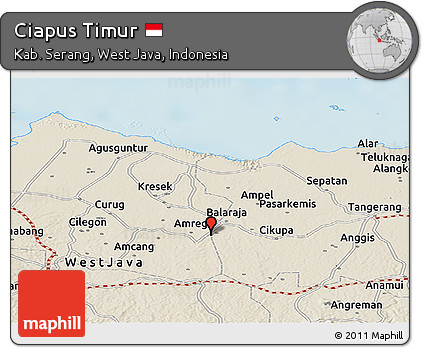 Shaded Relief Panoramic Map of Ciapus Timur