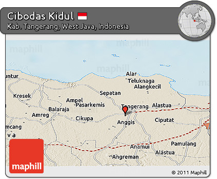 Shaded Relief Panoramic Map of Cibodas Kidul