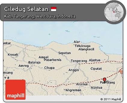 Shaded Relief Panoramic Map of Ciledug Selatan