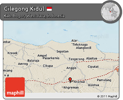 Shaded Relief Panoramic Map of Cilegong Kidul