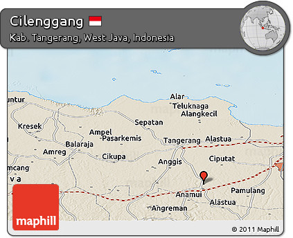 Shaded Relief Panoramic Map of Cilenggang