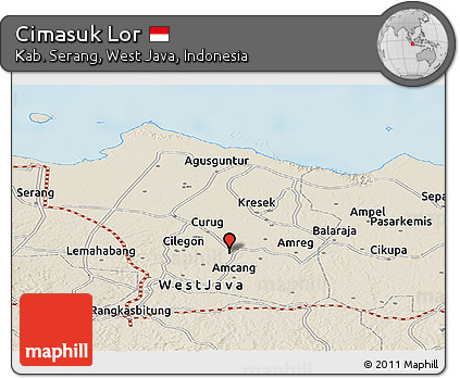 Shaded Relief Panoramic Map of Cimasuk Lor