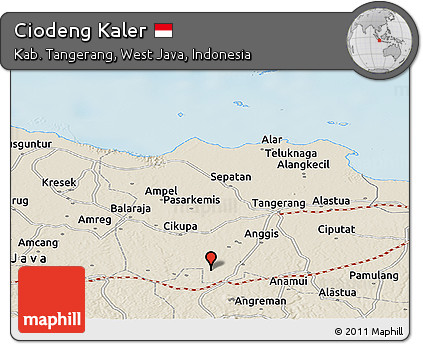 Shaded Relief Panoramic Map of Ciodeng Kaler