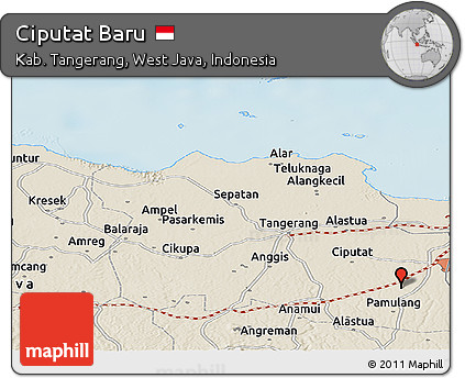Shaded Relief Panoramic Map of Ciputat Baru