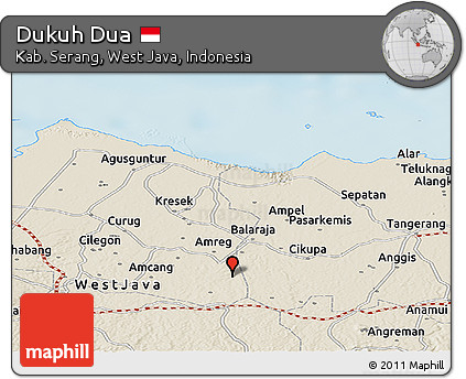 Shaded Relief Panoramic Map of Dukuh Dua