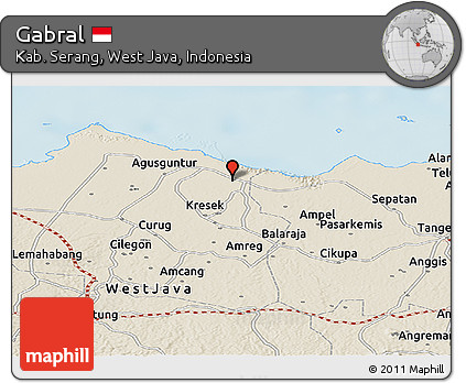 Shaded Relief Panoramic Map of Gabral