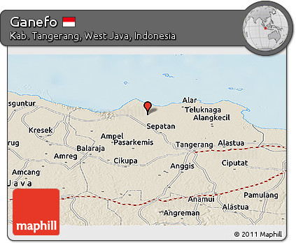 Shaded Relief Panoramic Map of Ganefo