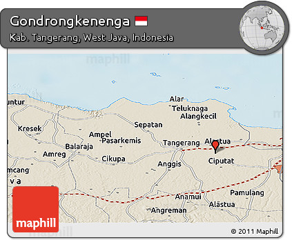 Shaded Relief Panoramic Map of Gondrongkenenga