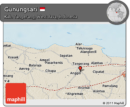 Shaded Relief Panoramic Map of Gunungsari