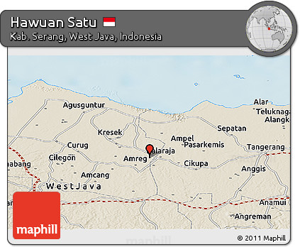 Shaded Relief Panoramic Map of Hawuan Satu
