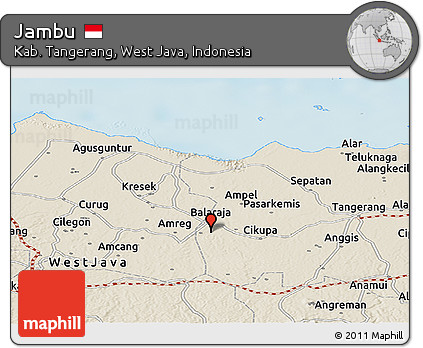 Shaded Relief Panoramic Map of Jambu