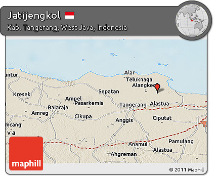 Shaded Relief Panoramic Map of Jatijengkol