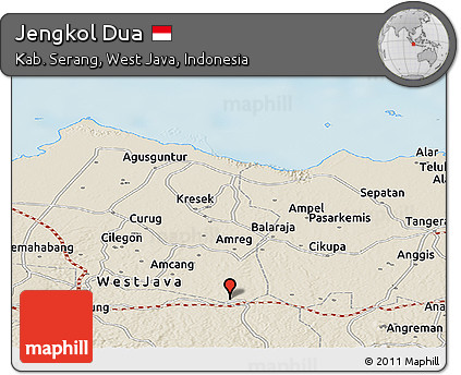 Shaded Relief Panoramic Map of Jengkol Dua