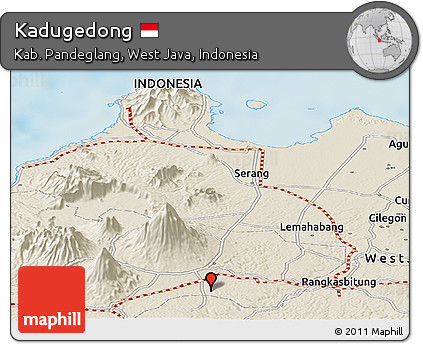 Shaded Relief Panoramic Map of Kadugedong