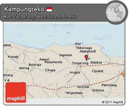 Shaded Relief Panoramic Map of Kampungteko
