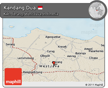 Shaded Relief Panoramic Map of Kandang Dua