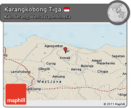 Shaded Relief Panoramic Map of Karangkobong Tiga